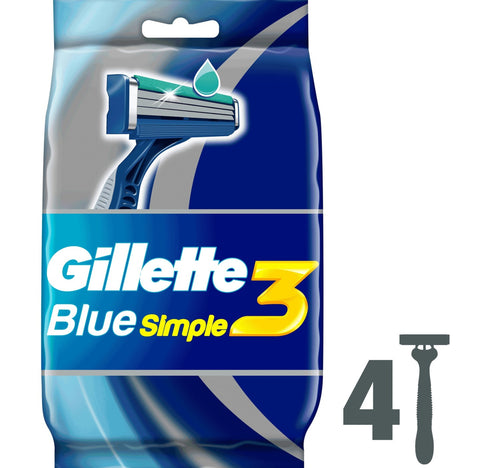 Gillette Blue Simple3 Men's Disposable Razors 4 pcs