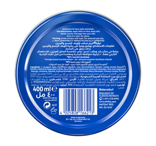 Nivea Creme Tin Moisturizing Cream 400 ml
