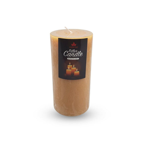 Maple Leaf Pillar Candle P601 3x6inch Gold