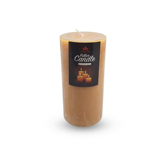 Maple Leaf Pillar Candle P601 3x6inch Gold