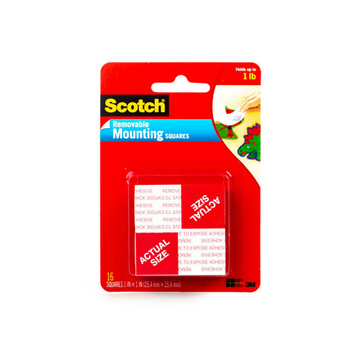 3M Scotch Removable Mounting Squares 16Pcs
