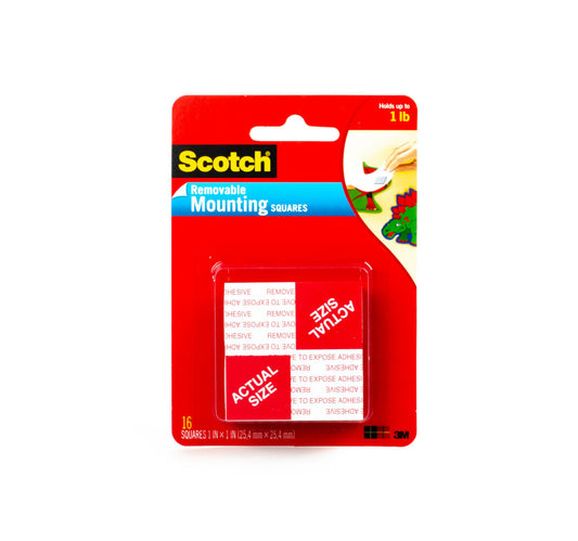 3M Scotch Removable Mounting Squares 16Pcs
