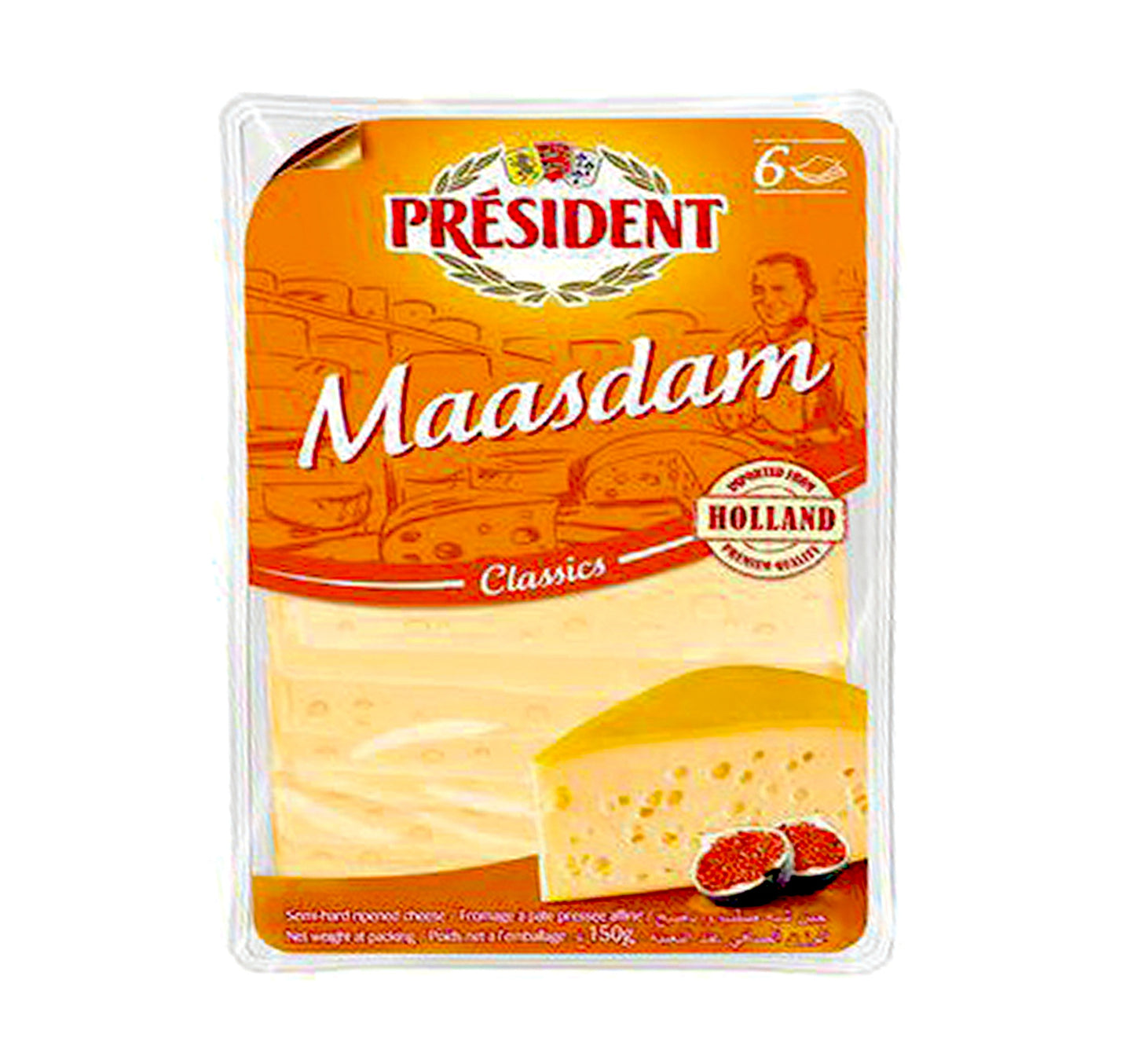 President Maasdam Slice Cheese 150 g
