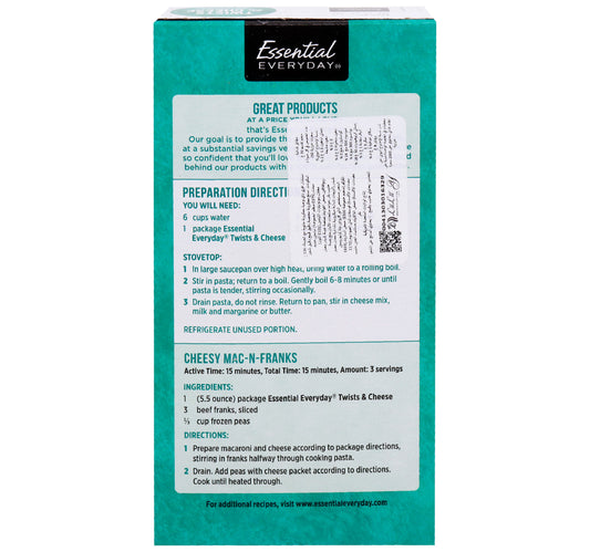 Essential Everyday Twists and Cheese Macaroni and Cheese Dinner 5.5 oz (156 g)