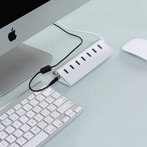 Trands 7 Port USB 3.0 Hub Aluminum Multi-Port USB Hub with Built-in Cable HB627
