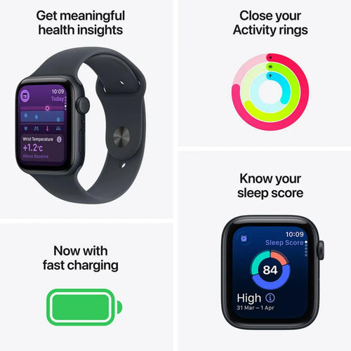 Apple Watch SE 3 GPS + Cellular Smartwatch, 40 mm Midnight Aluminium Case with Midnight Sport Band(M/L), MEPC4AF/A