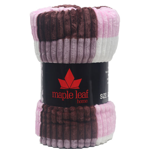 Maple Leaf Flannel Blanket 220 x 240cm Strip Assorted