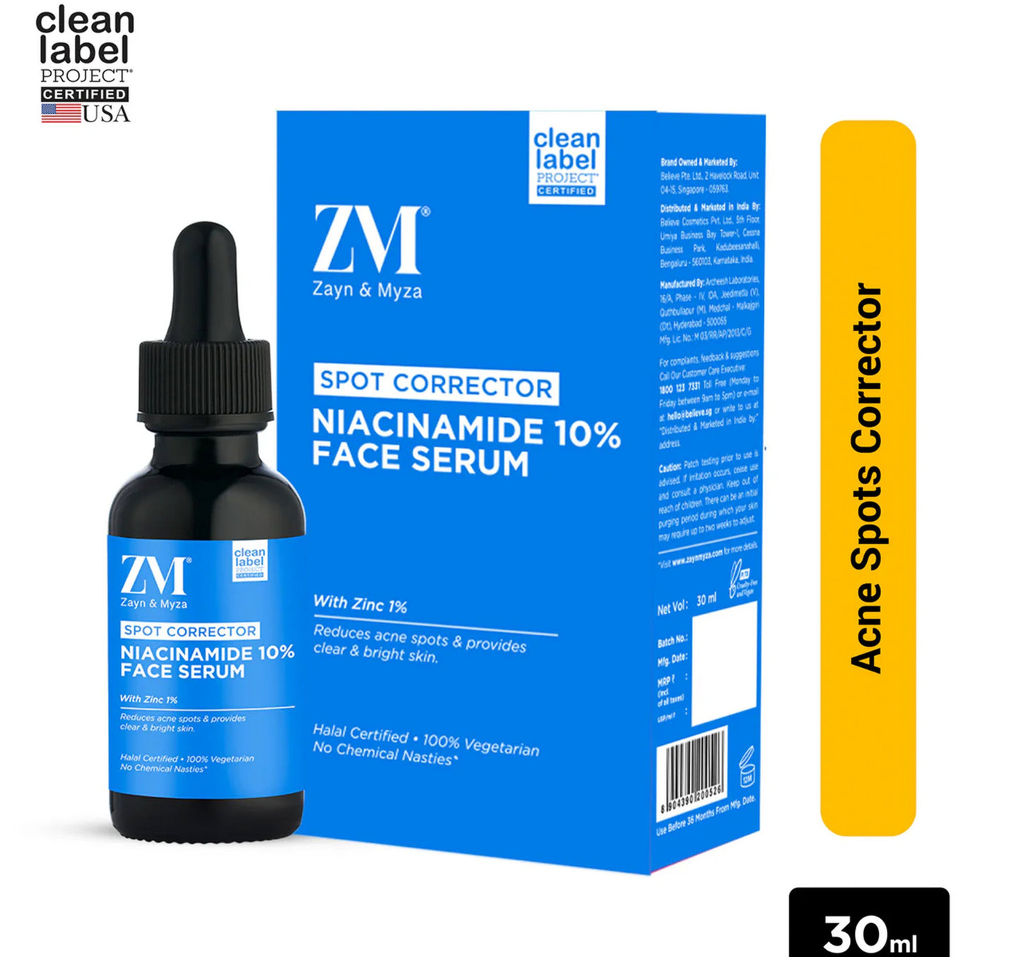Zayn & Myza Bye-Bye Blemishes Niacinamide Face Serum with Zinc, 30 ml