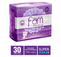 فوط فام الصحية النسائية فائقة النعومة بملمس القطن الطبيعي مع أجنحة، 30 قطعة