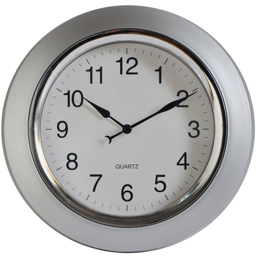 Maple Leaf Home Plastic Wall Clock, Silver, 24.2 cm, BP-R1002S