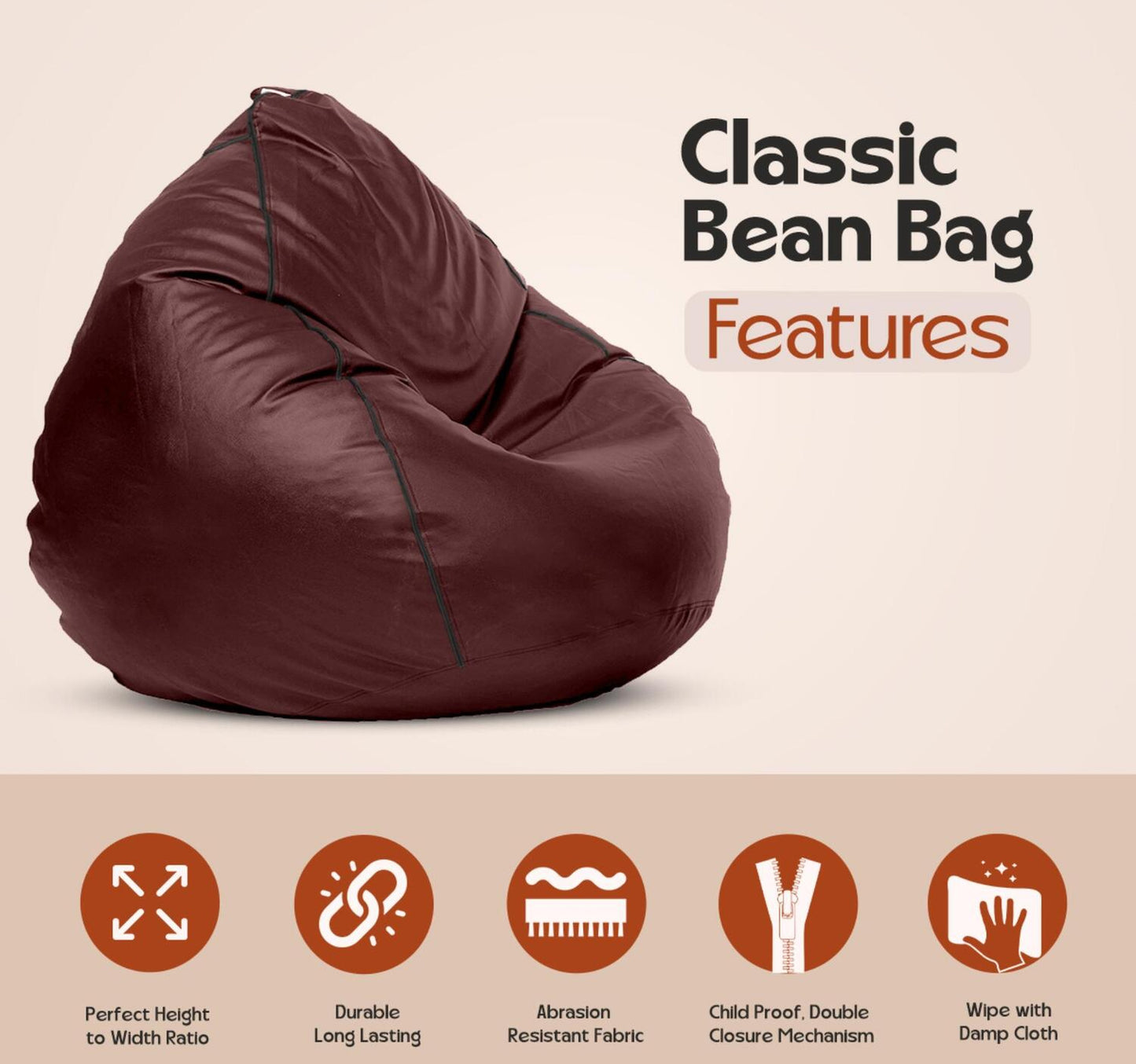 Homewell Bean Bag Classic, Maroon