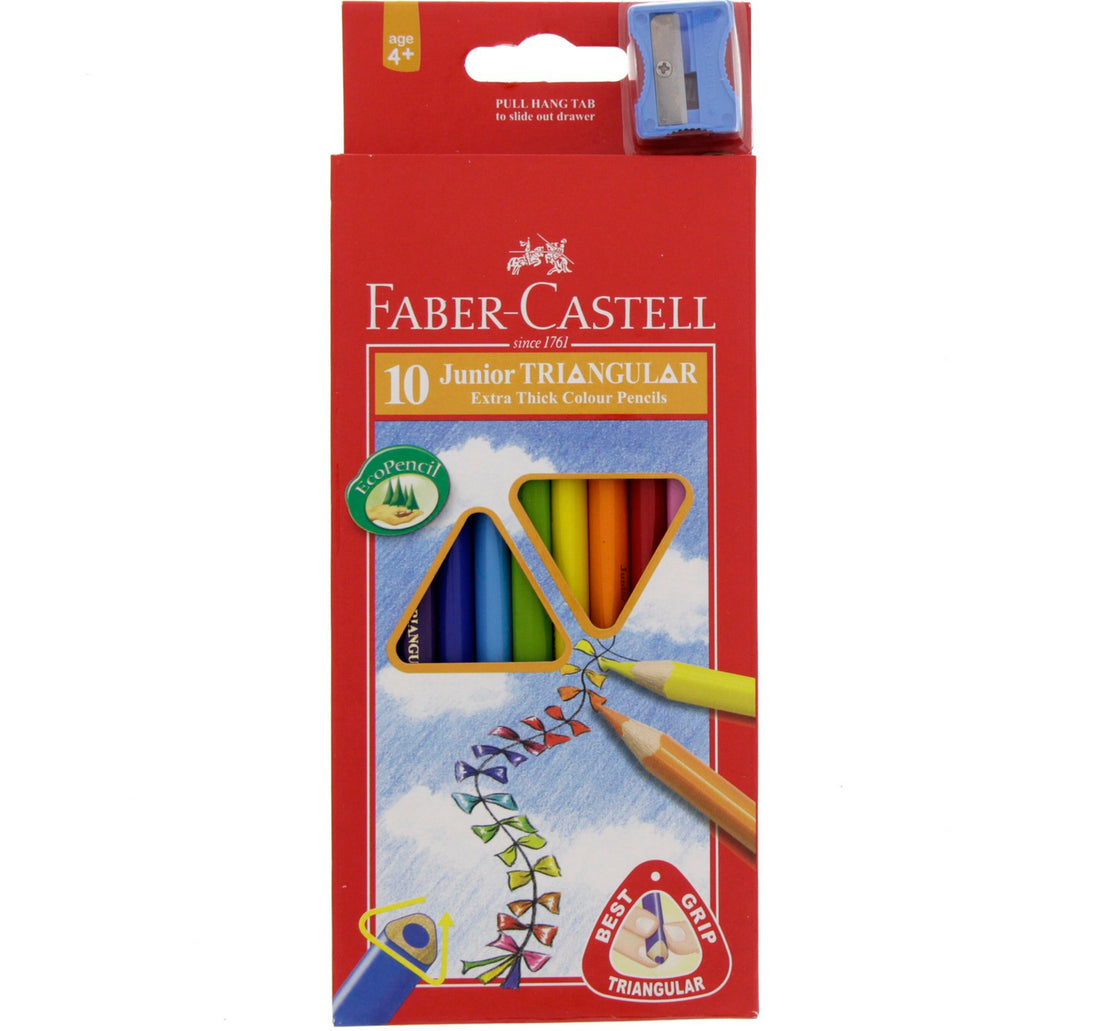 أقلام تلوين فابر كاستل جونيور مثلثة سميكة للغاية، 10 قطع