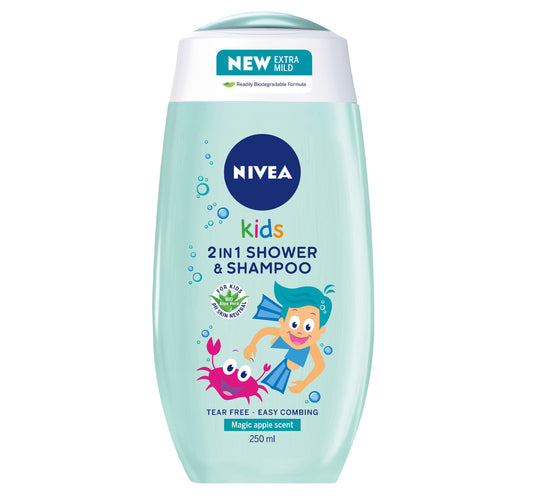 Nivea 2in1 Kids Shower & Shampoo with Bio Aloe Vera Apple Scent 250 ml