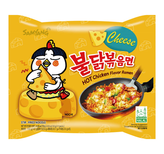 Samyang Cheese Hot Chicken Flavor Ramen Fried Noodles 5 x 140 g