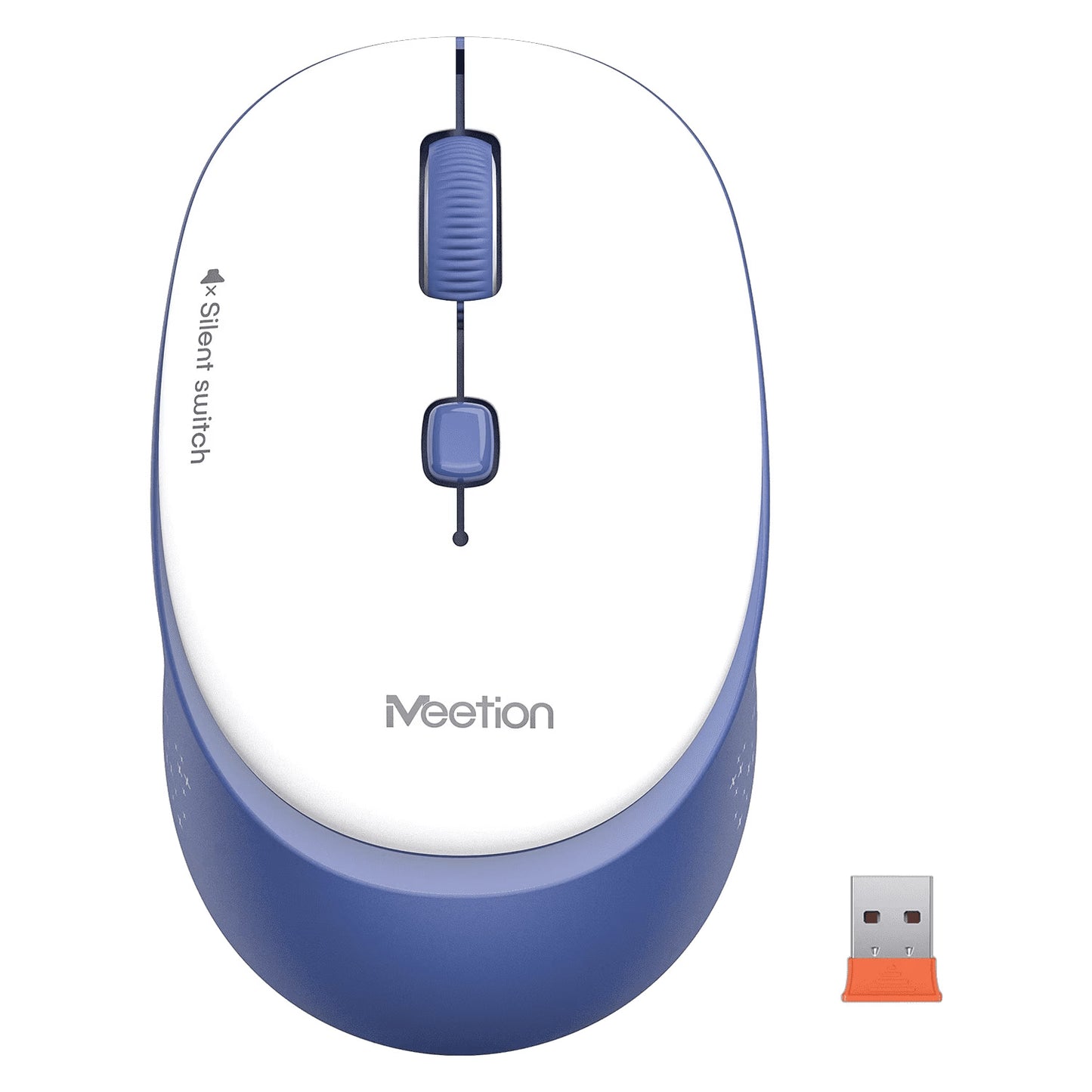 Meetion Wireless Mouse, White & Blue, WhiR-571