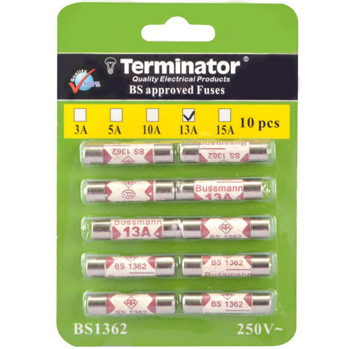 Terminator Tube Fuse 13A 10pcs