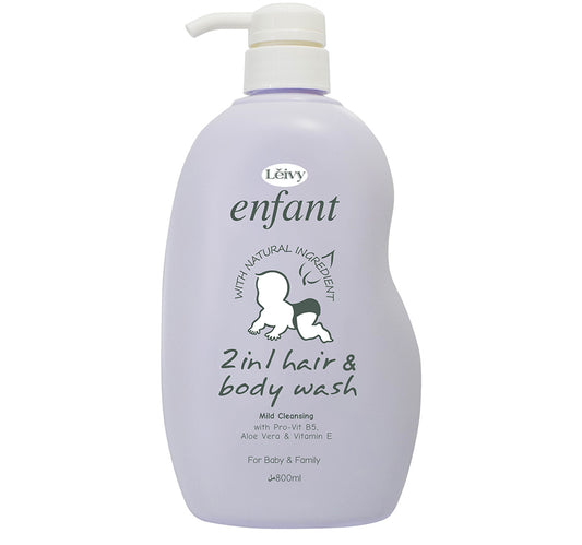 Leivy 2in1 Hair & Body Wash Mild Cleansing with Pro-Vit B5, Aloe Vera & Vitamin E 800 ml
