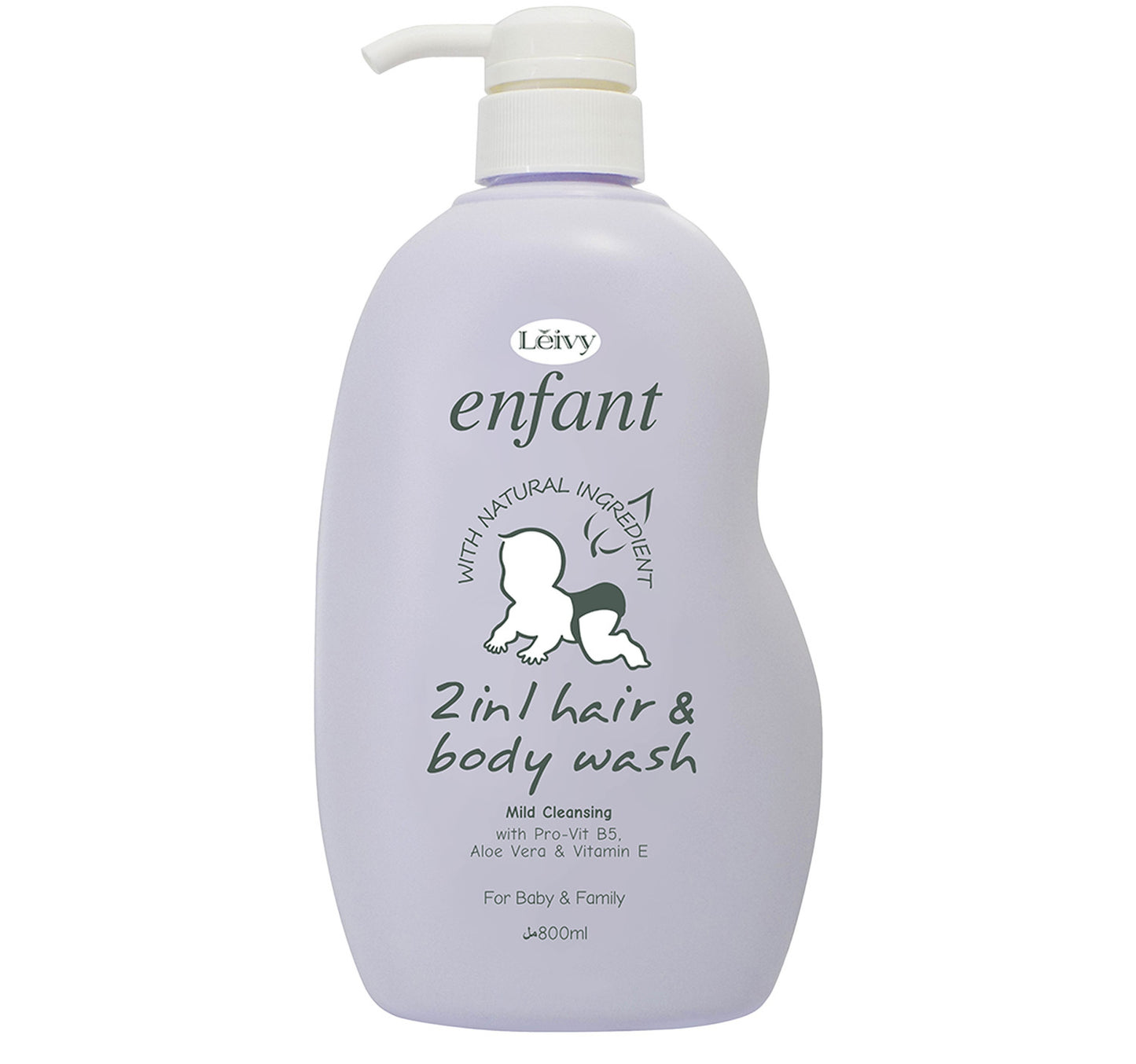 Leivy 2in1 Hair & Body Wash Mild Cleansing with Pro-Vit B5, Aloe Vera & Vitamin E 800 ml