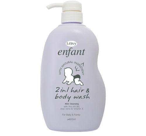 Leivy 2in1 Hair & Body Wash Mild Cleansing with Pro-Vit B5, Aloe Vera & Vitamin E 800 ml