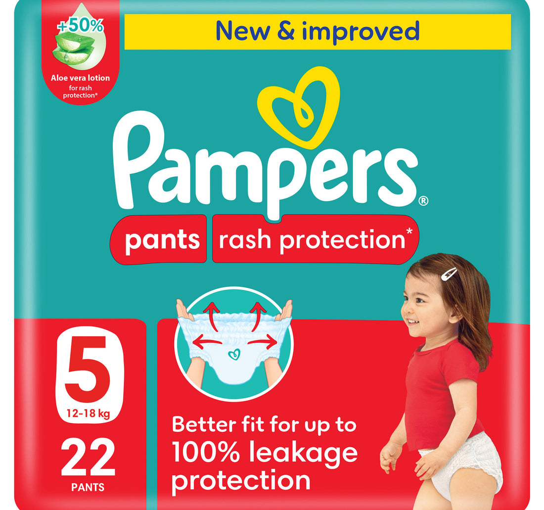 Pampers Rash Protection Pants Diapers, Size 5, 12-18kg, Value Pack, 22 pcs