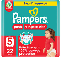 Pampers Rash Protection Pants Diapers, Size 5, 12-18kg, Value Pack, 22 pcs