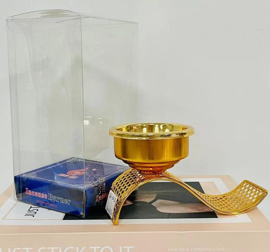 Maple Leaf Metal Incense Charcoal Burner 12.5x10cm Gold