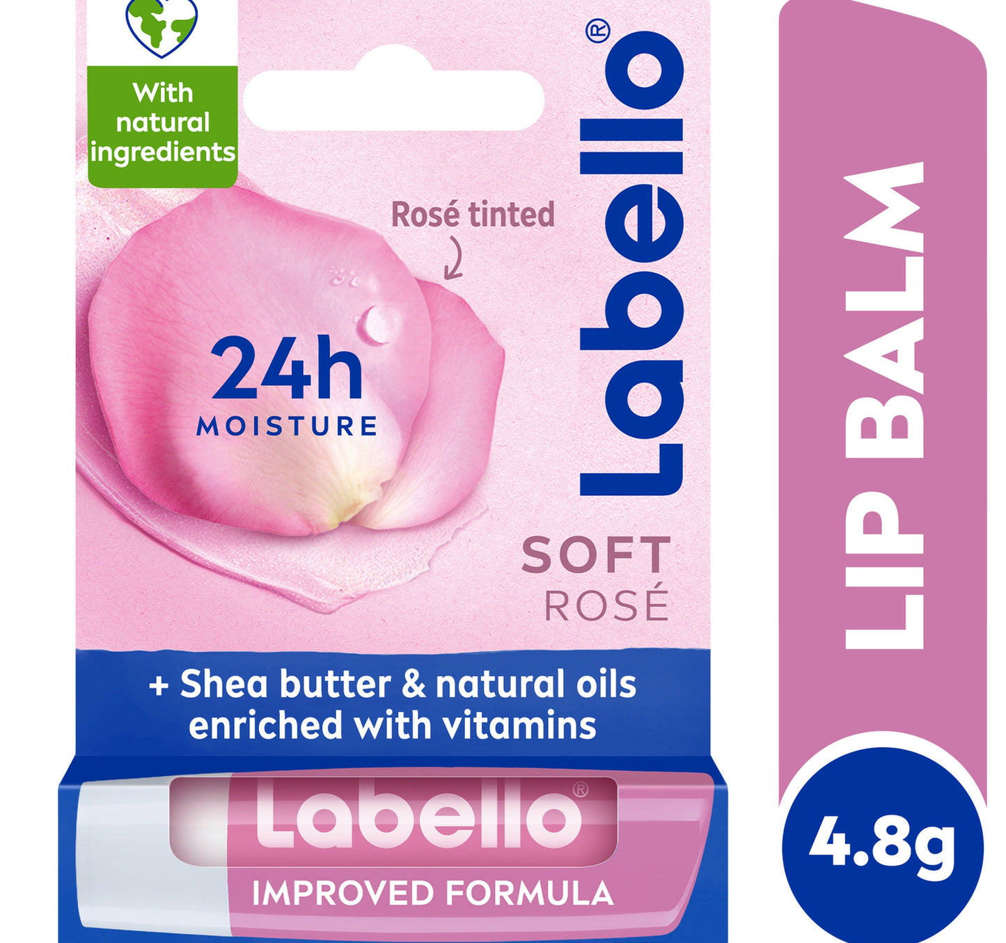 Labello Lip Balm Soft Rose with Shea Butter Natural Oils and Vitamins Lip Care 4.8 g