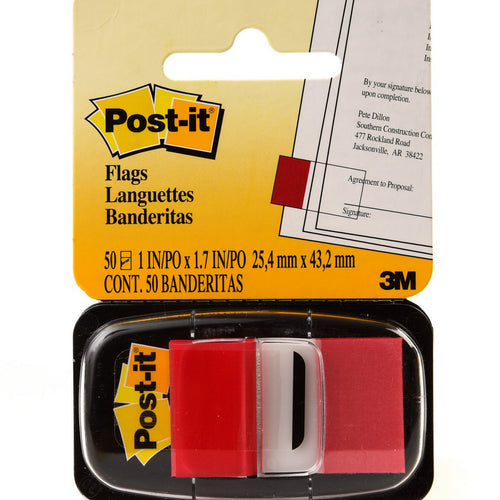 3M Post-it Flags &amp; Markers أحمر 1 بوصة × 1.7 بوصة 50 ورقة