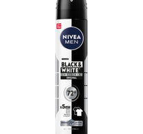 مزيل عرق نيفيا للرجال للأسود والأبيض، بخاخ أصلي غير مرئي، حماية فعالة تدوم 72 ساعة، 200 مل