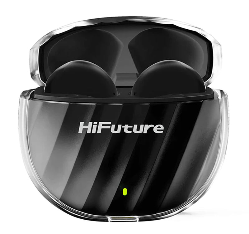 سماعات أذن لاسلكية حقيقية بتقنية HiFuture FlyBuds3 ENC، لون أسود