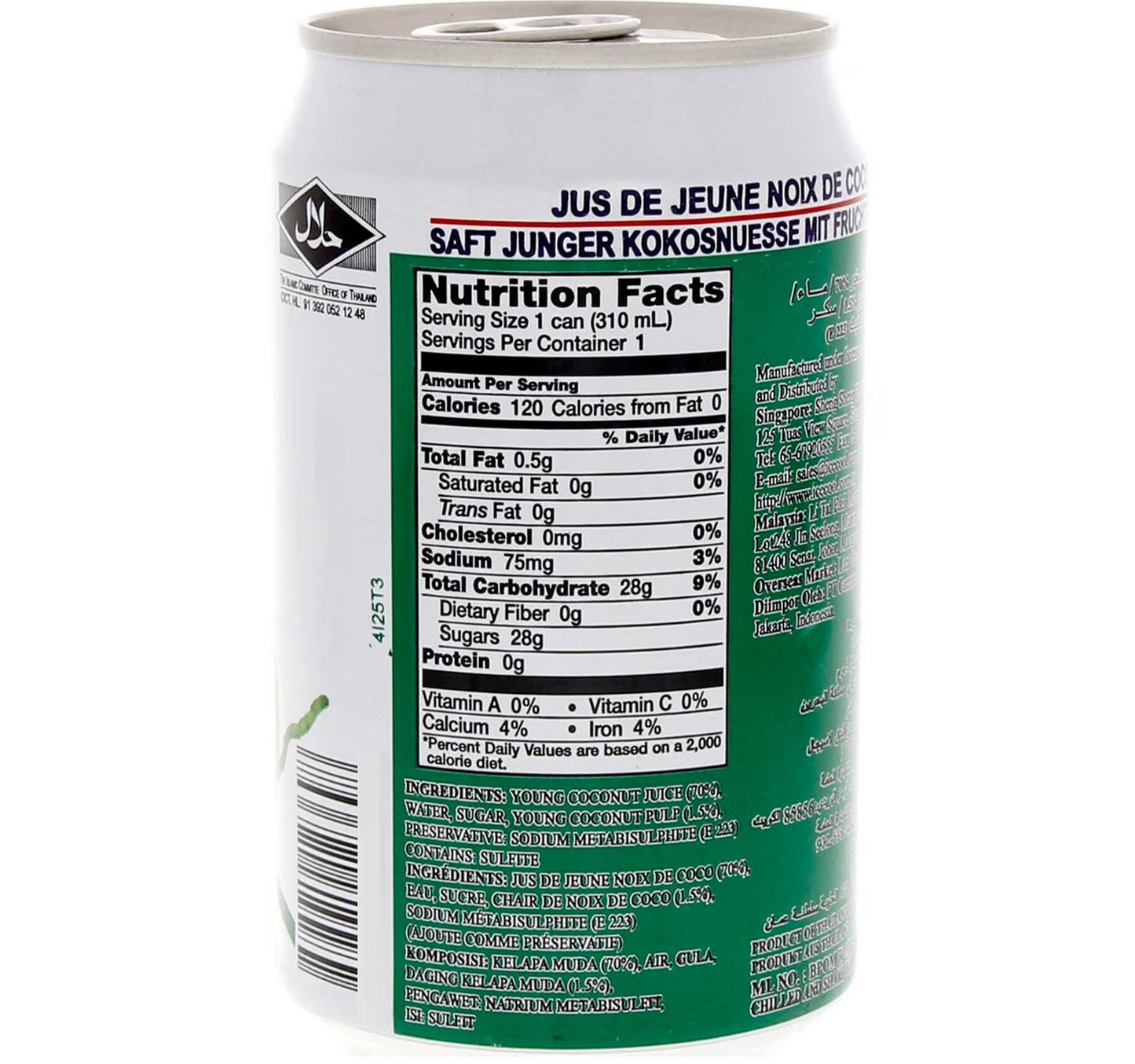 Ice Cool Young Coconut Juice Drink With Pulp 6 x 310 ml