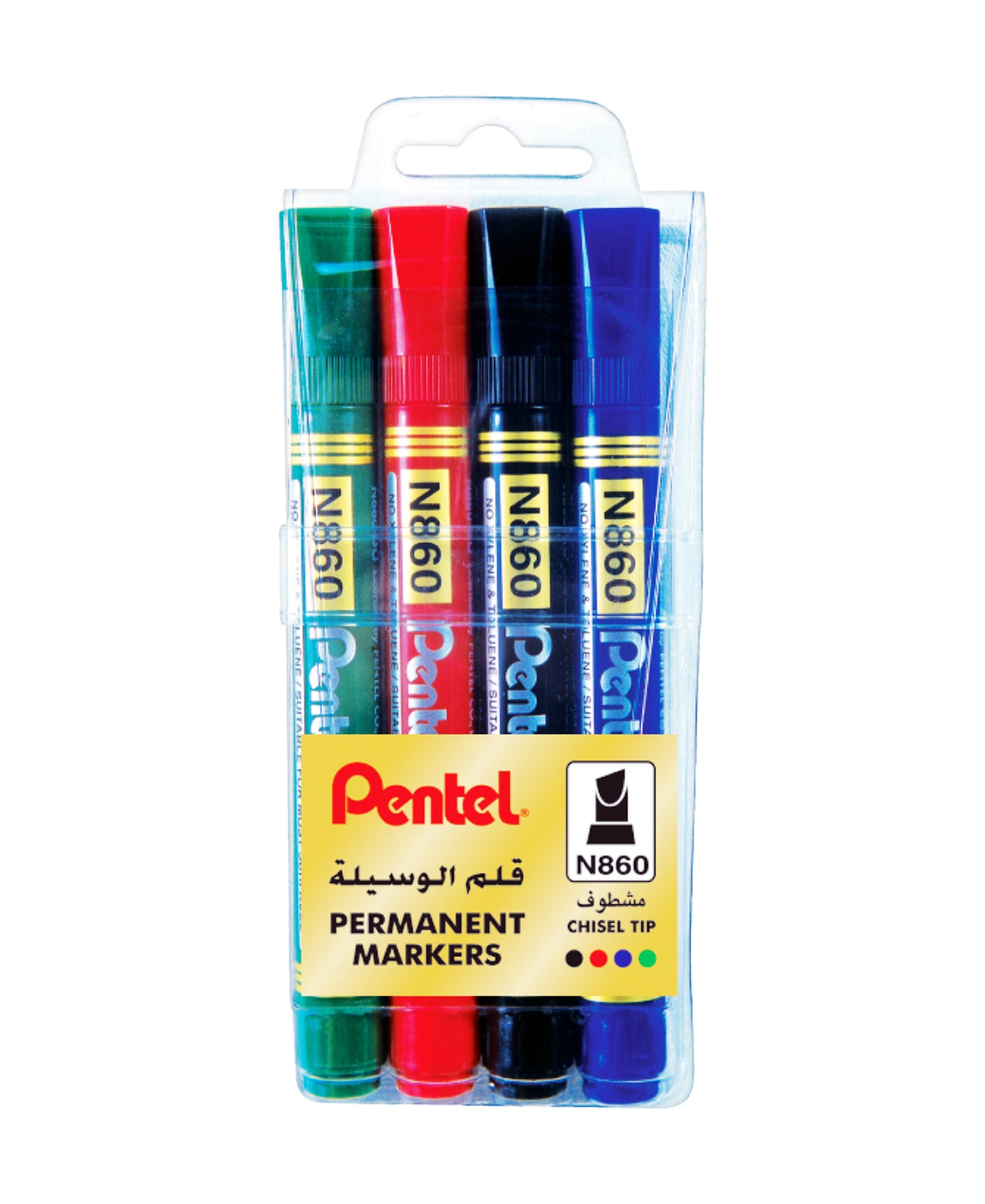 أقلام تحديد دائمة من بنتل، 4 ألوان، PE-N860-04