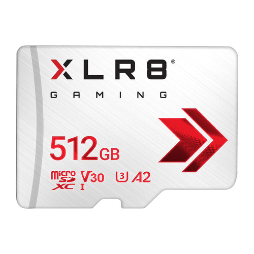 بطاقة ذاكرة PNY XLR8 للألعاب MicroSD فئة 10 U3 V30 سعة 512 جيجابايت لون أبيض P-SDU512V32100XR-GE