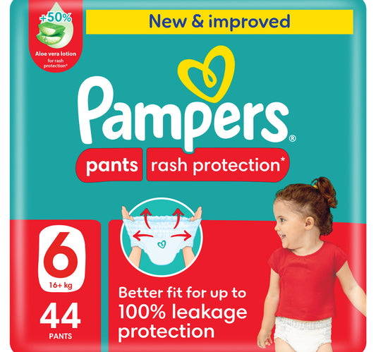 Pampers Rash Protection Pants Diapers, Size 6, 16+kg, Giant Pack, 44 pcs