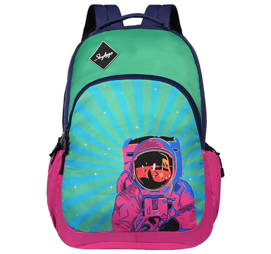 Skybag New Neon Polyester School Backpack, 30L, 23-07, Blue Pink