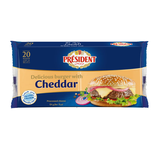 President Delicious Burger With Cheddar Cheese 20 Slices 400 g