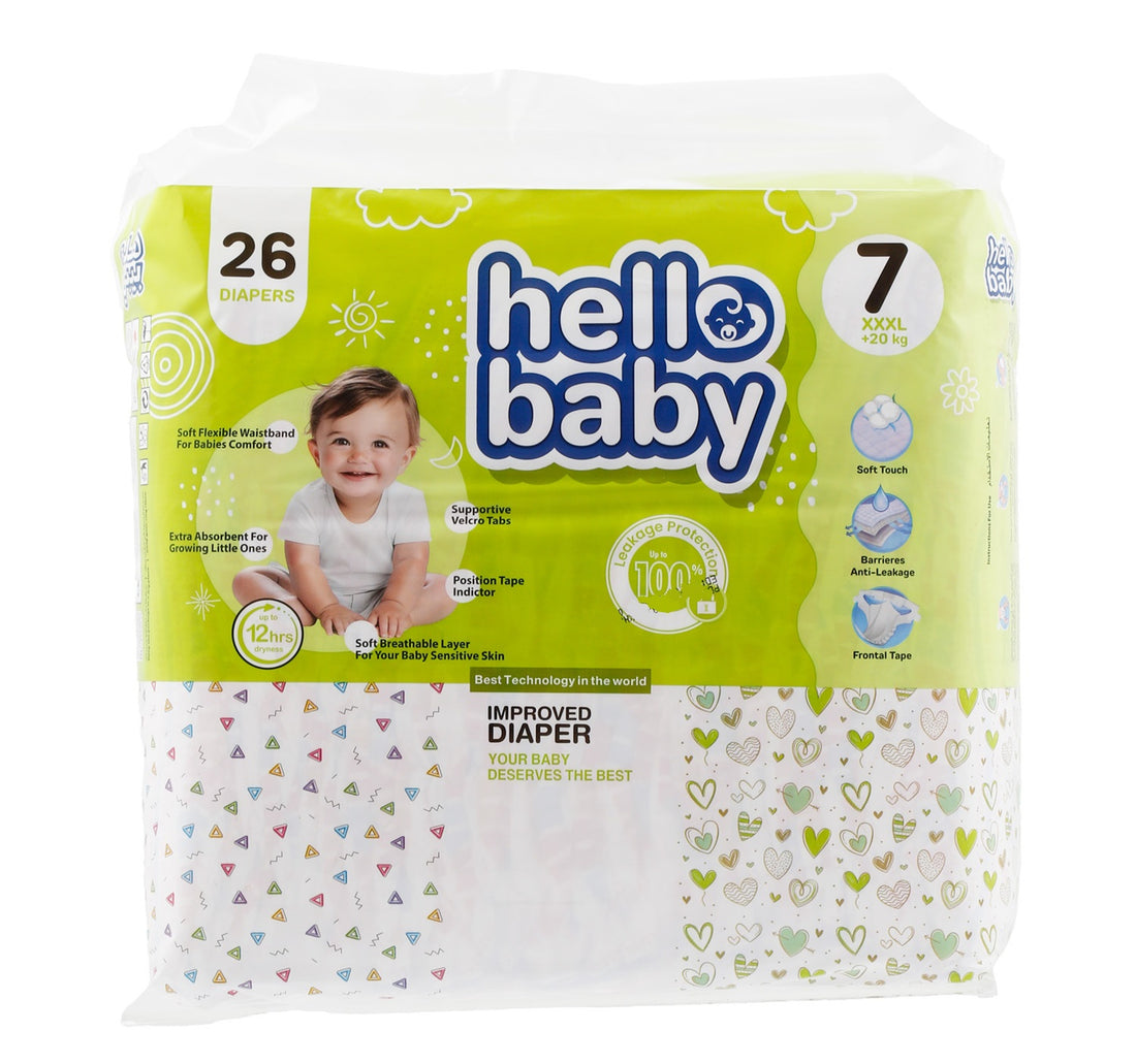 Hello Baby Jumbo Improved Diaper Size 7 XXXL +20kg 26 pcs