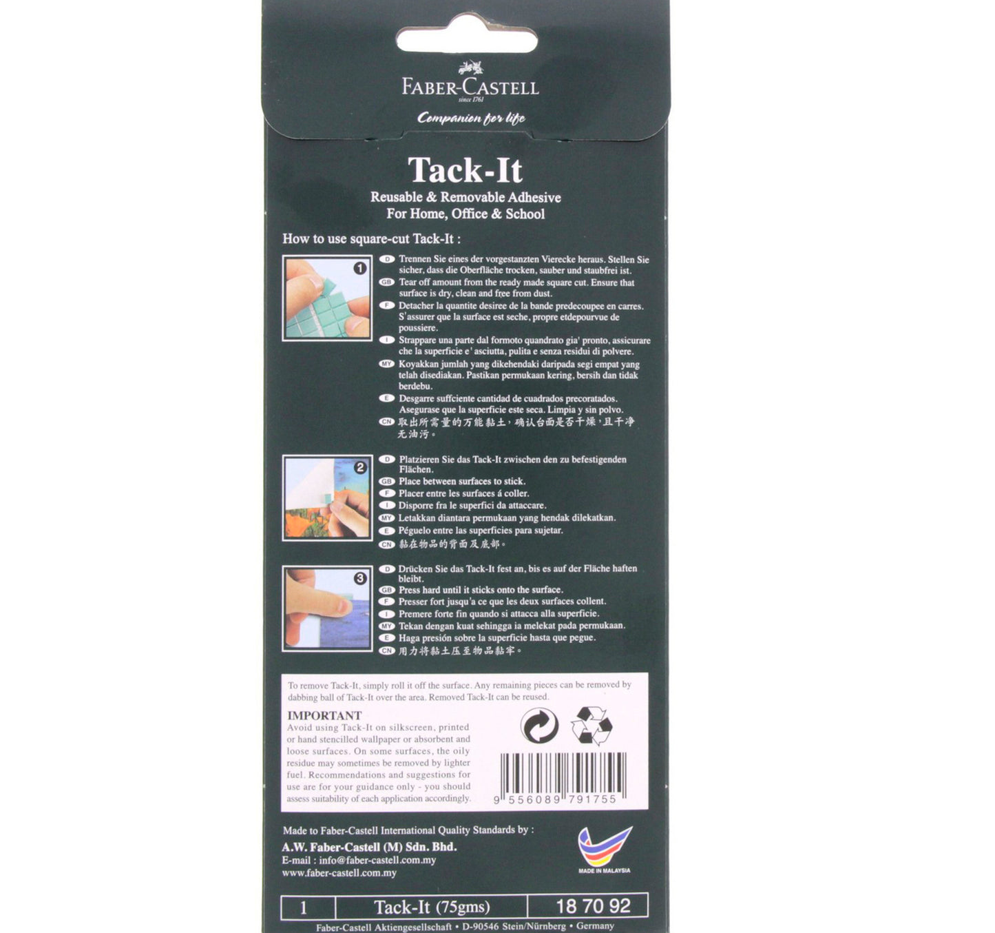 Faber-Castell Tack-it Removable Reusable Adhesive Wall Art Craft 120 Stickers