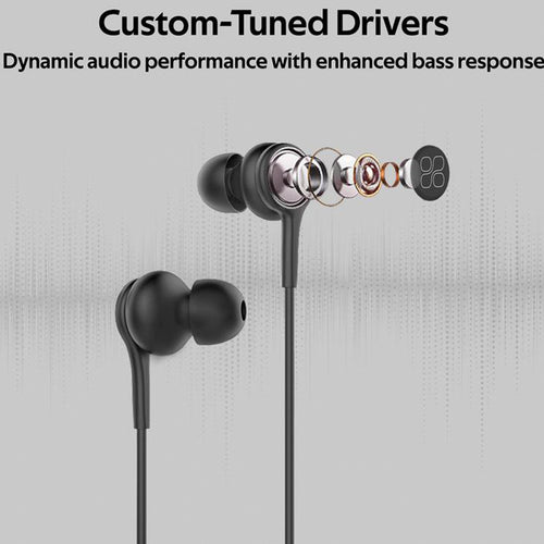 PROMATE Lightweight Wired Earphone with Microphone (DUET)