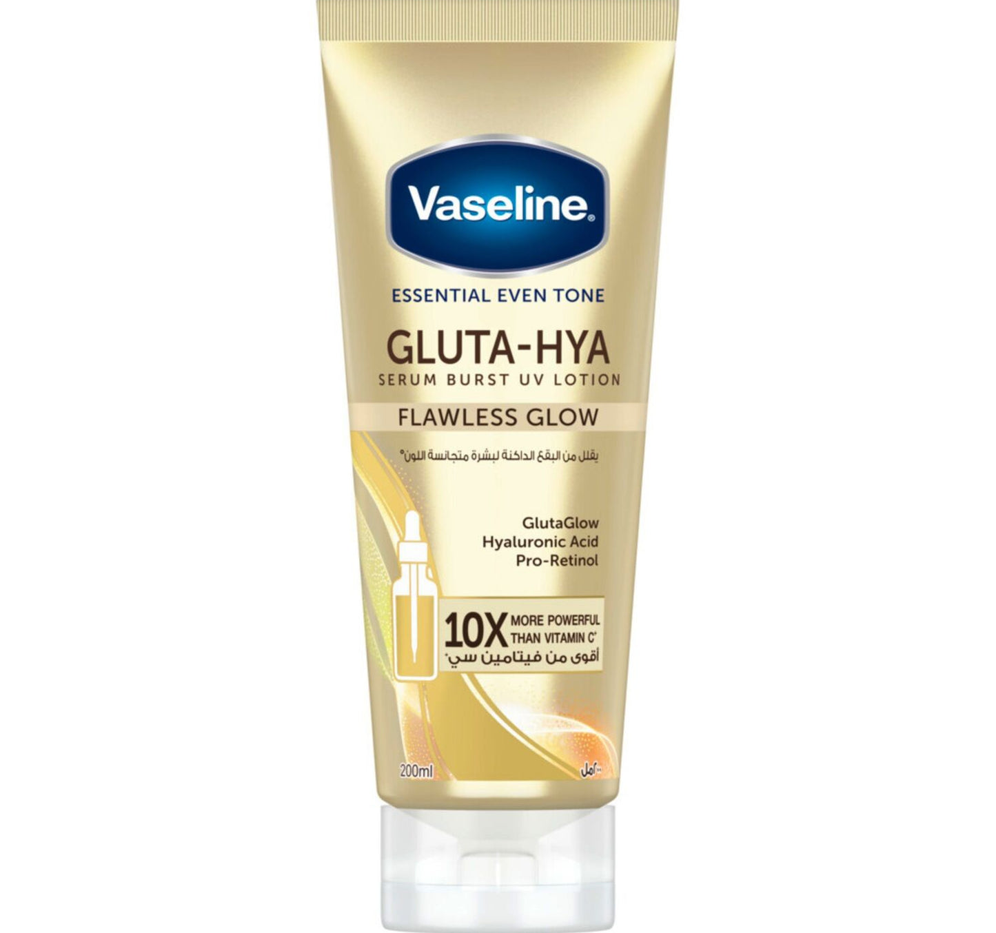 Vaseline Essential Even Tone Gluta-Hya Flawless Glow Serum Burst UV Lotion 200 ml