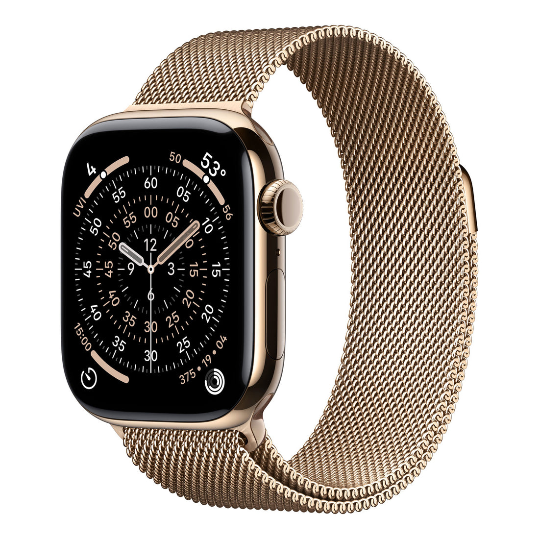 Apple Watch Series 11 GPS + Cellular Smartwatch, 42 mm Gold Titanium Case with Gold Milanese Loop, MF8Y4AF/A