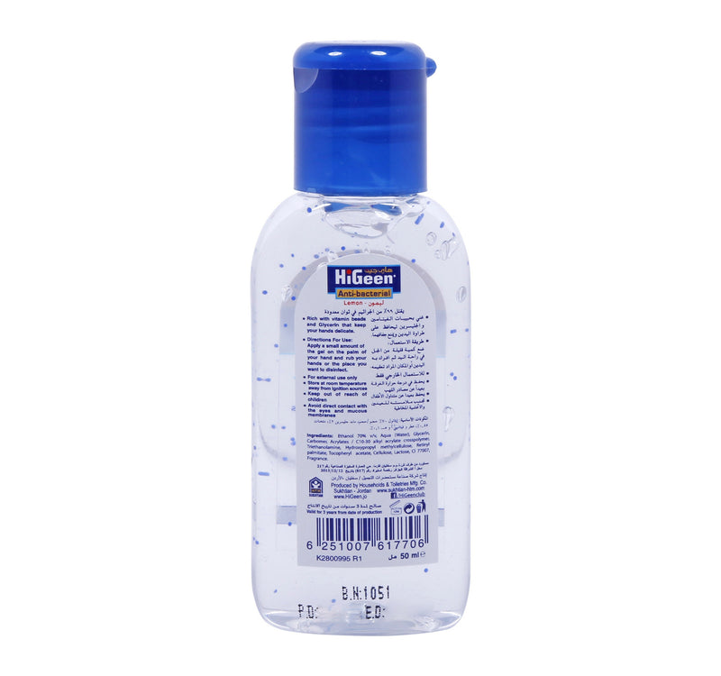 Hi-Geen Anti Bacterial Hand Sanitizer Gel Lemon 50 ml