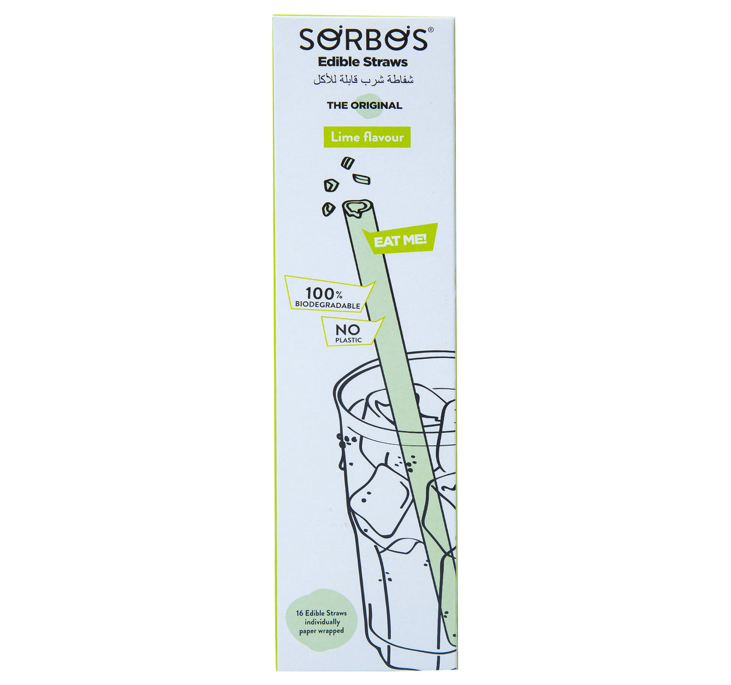 Sorbos Edible Straws Lime 128 g