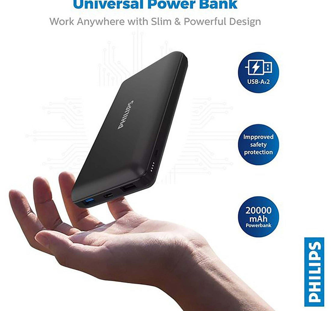 Philips Power Bank, 20000mAh, Black, DLP8720N