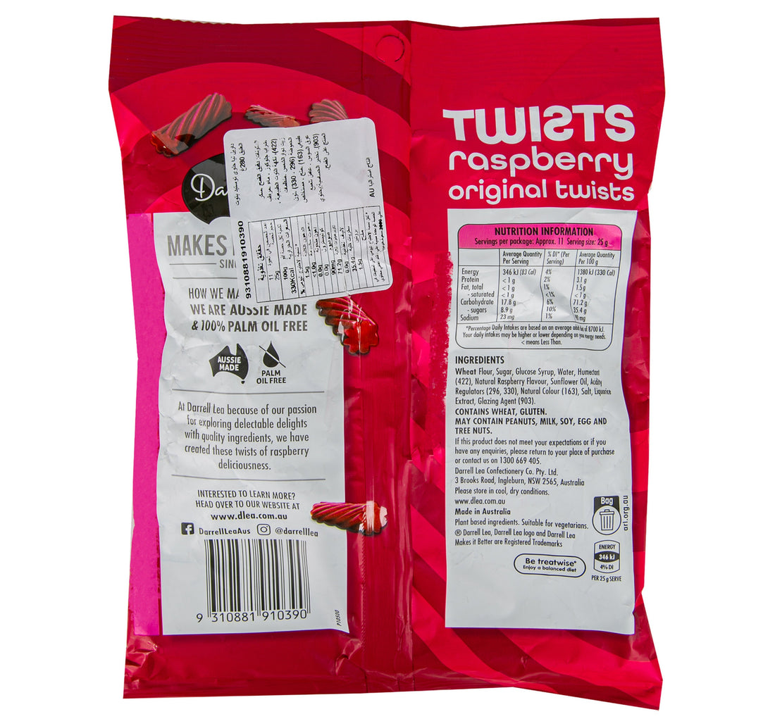 Darrell Lea Twist Raspberry 280 g
