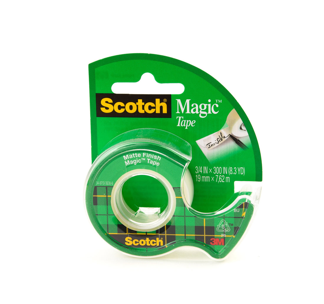 3M Scotch Magic Tape with Plastic Dispenser 3/4inch x 300inch 1Pc