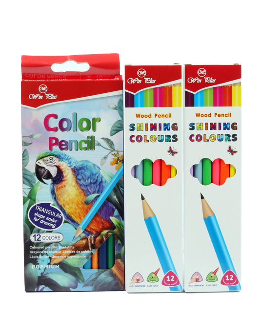 Win Plus HB Pencil + Color Pencil SA-205 + SG-9712 36 pcs