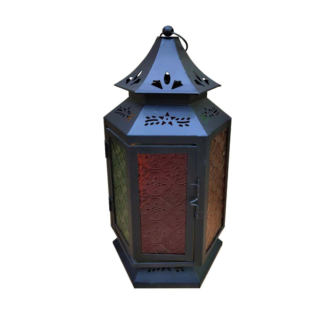 Maple Leaf Decorative Metal Fanoos Lantern 14.5x17x36cm JK6618L