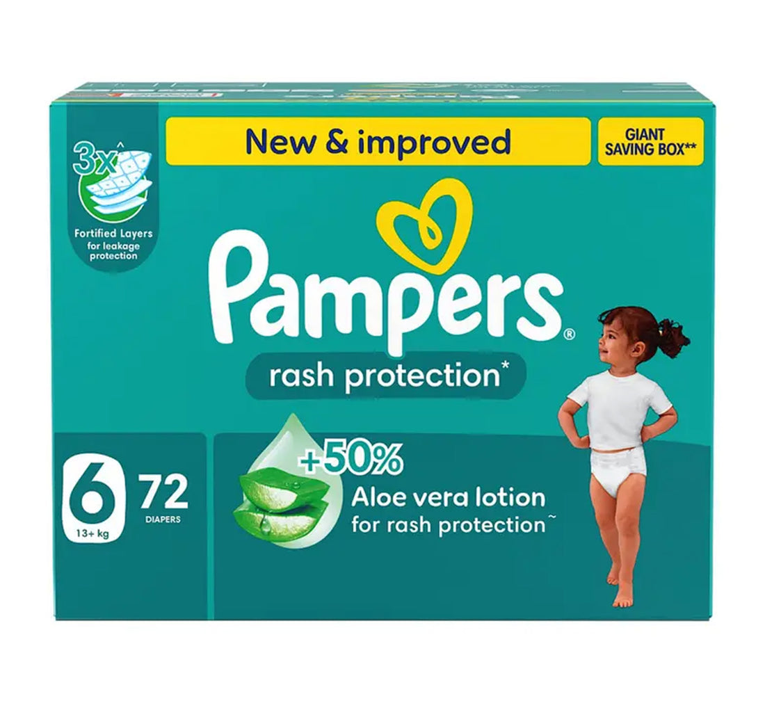Pampers Diaper Rash Protection Aloe Vera Lotion, Size 6, 13+ kg, 72 pcs