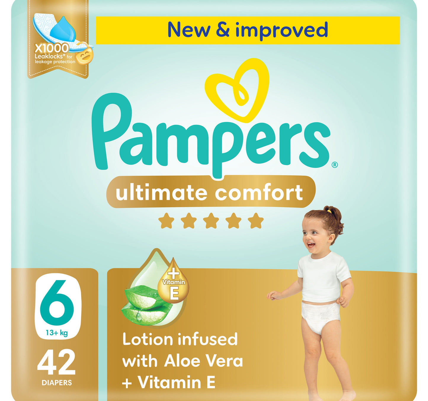 Pampers Ultimate Comfort Taped Diapers, Size 6, 13+kg, Giant Pack, 42 pcs